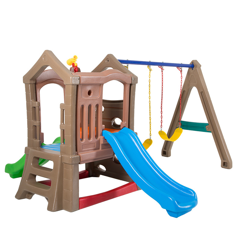 Kids Outdoor Swing And Slide - Wysokiej jakości plastikowa dwustronna zjeżdżalnia dla