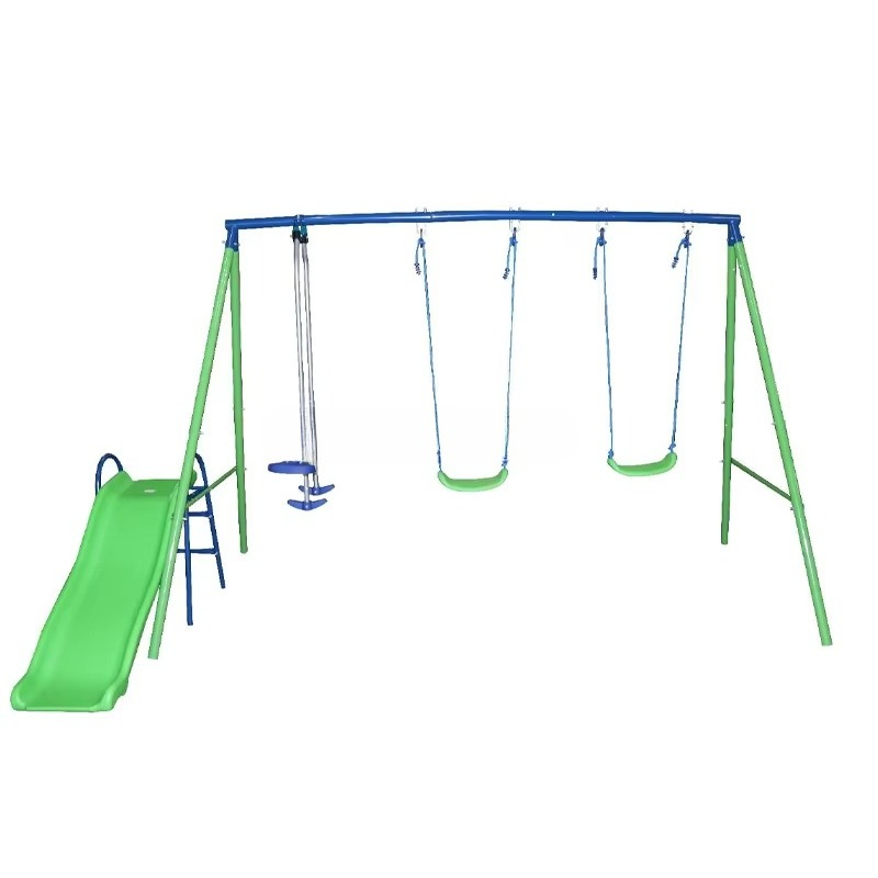 Kids Outdoor Swing And Slide - Zestaw huśtawka i zjeżdżalnia dla dzieci