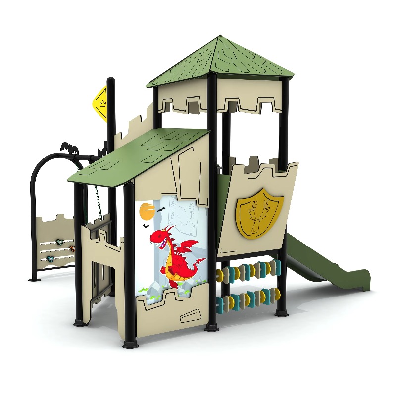 Kids Outdoor Climbing Structure - Drewniany zestaw zabawowy na zewnątrz, stalowy