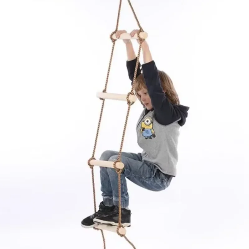 Kids Outdoor Swing And Slide - Drabinka sznurkowa dla dzieci, drewniana, huśtawka