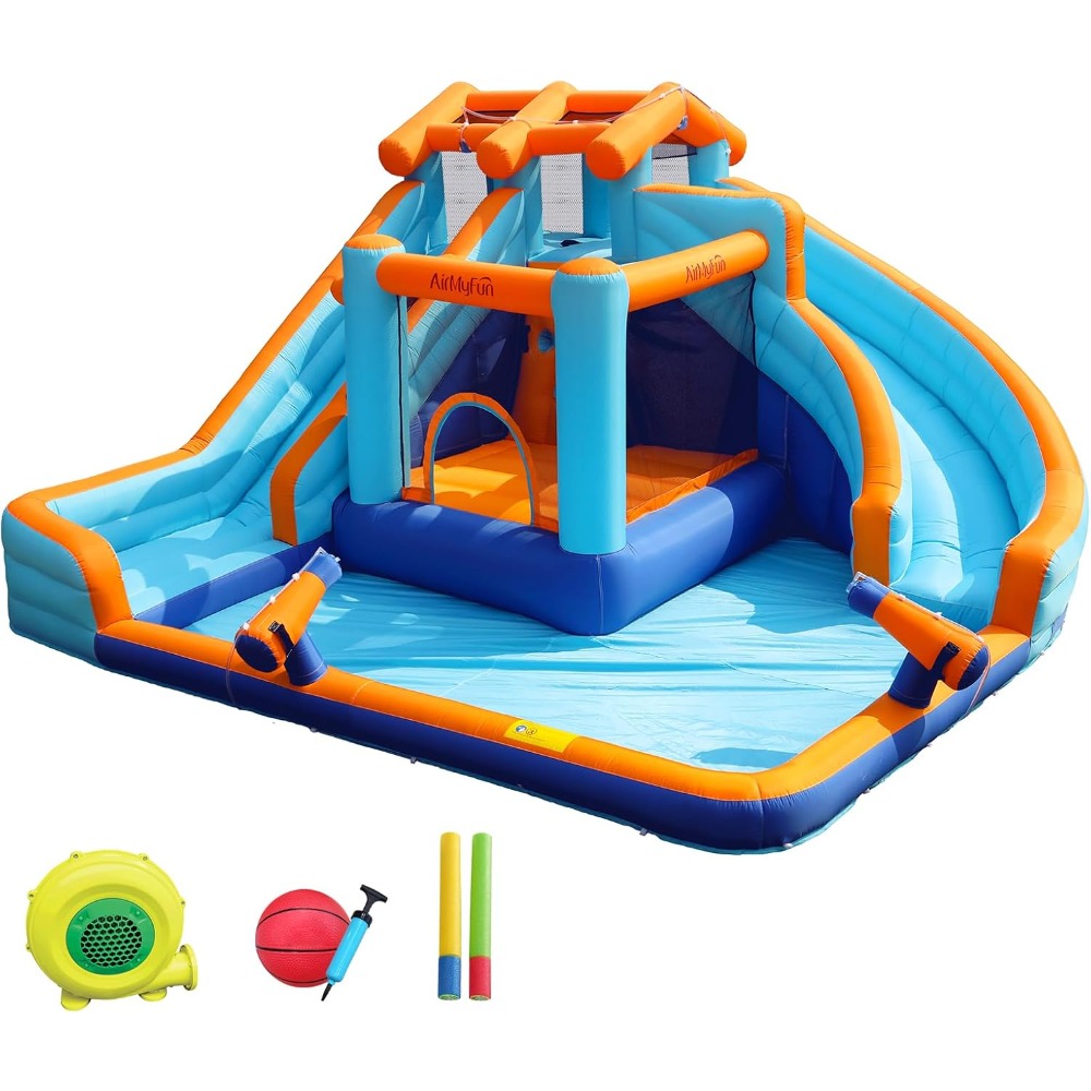 Kids Outdoor Water Play - Duży dmuchany zamek z wodną zjeżdżalnią,
