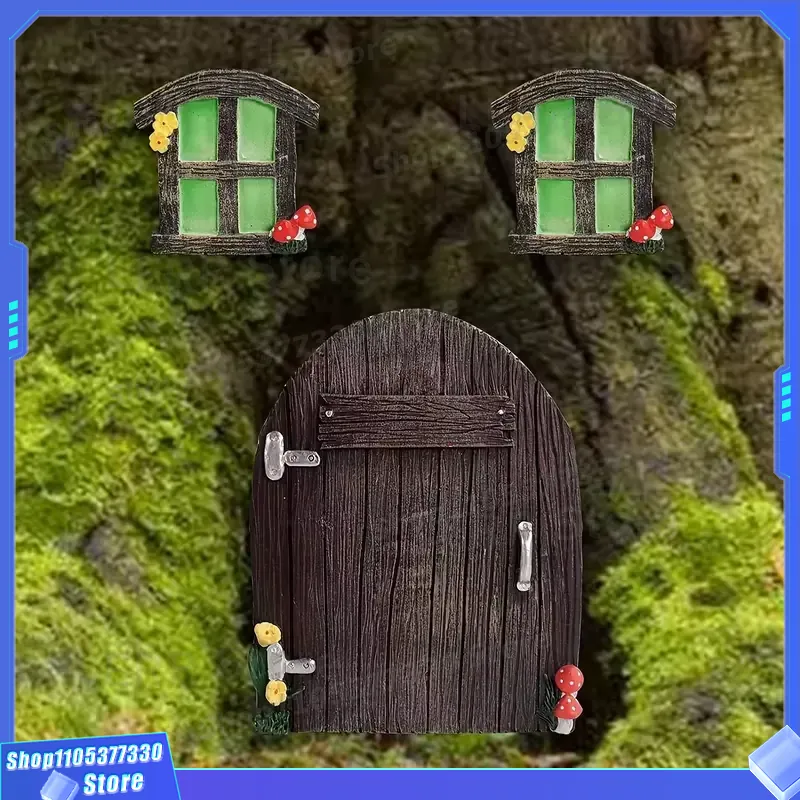 Kids Outdoor Fairy Garden - Miniaturowa rzeźba drzwi wróżki z motywem