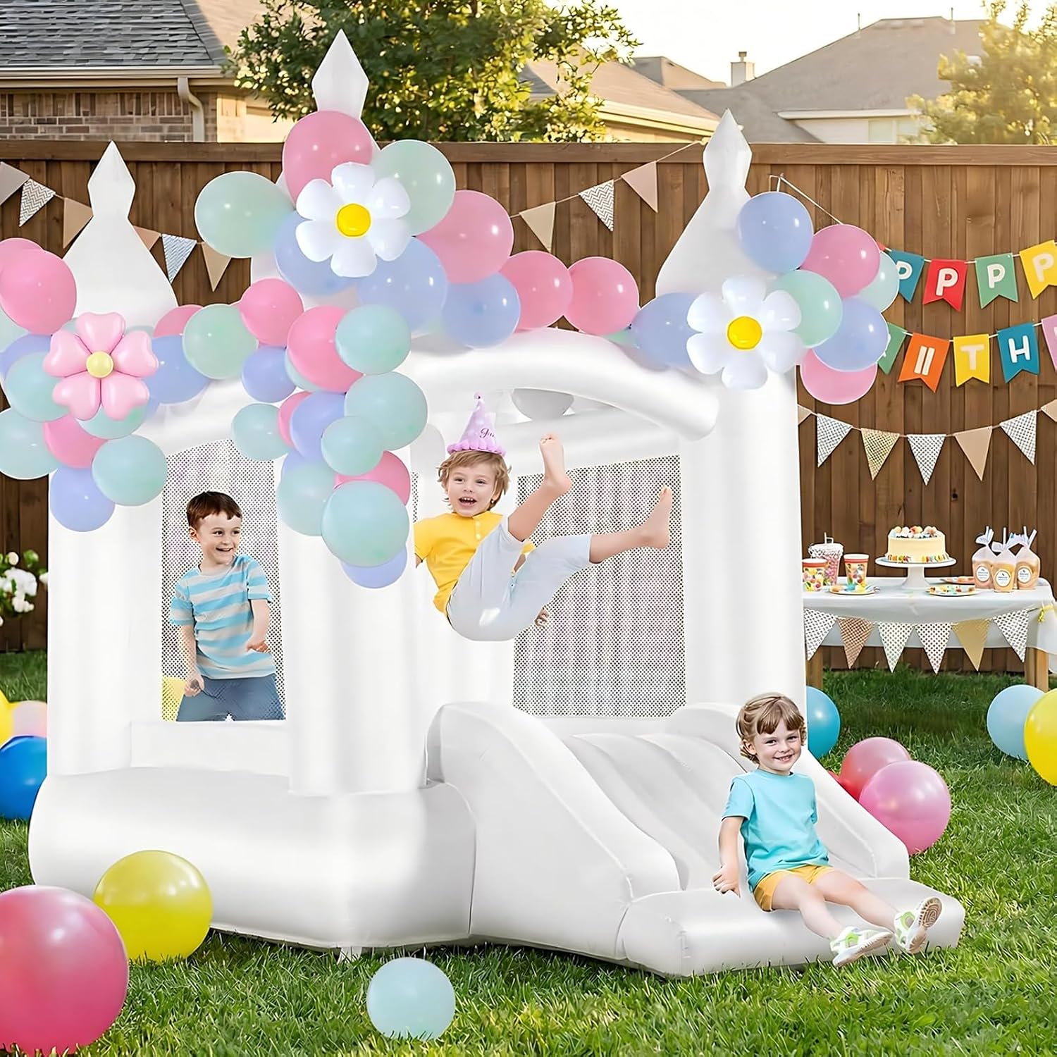 Biały dmuchany zamek do skakan – Kids Outdoor Bounce House recenzja i cena