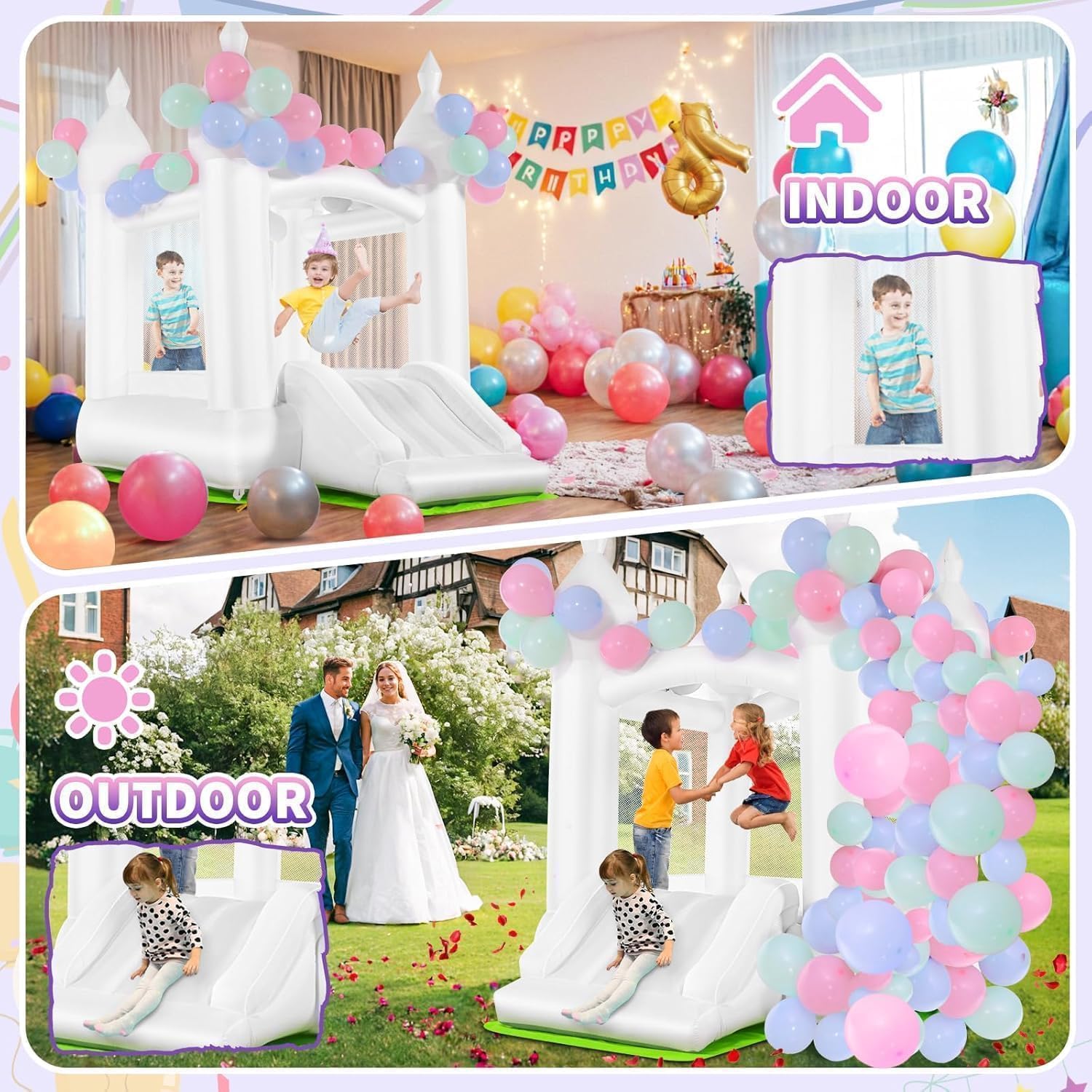 Biały dmuchany zamek do skakan – Kids Outdoor Bounce House recenzja i cena