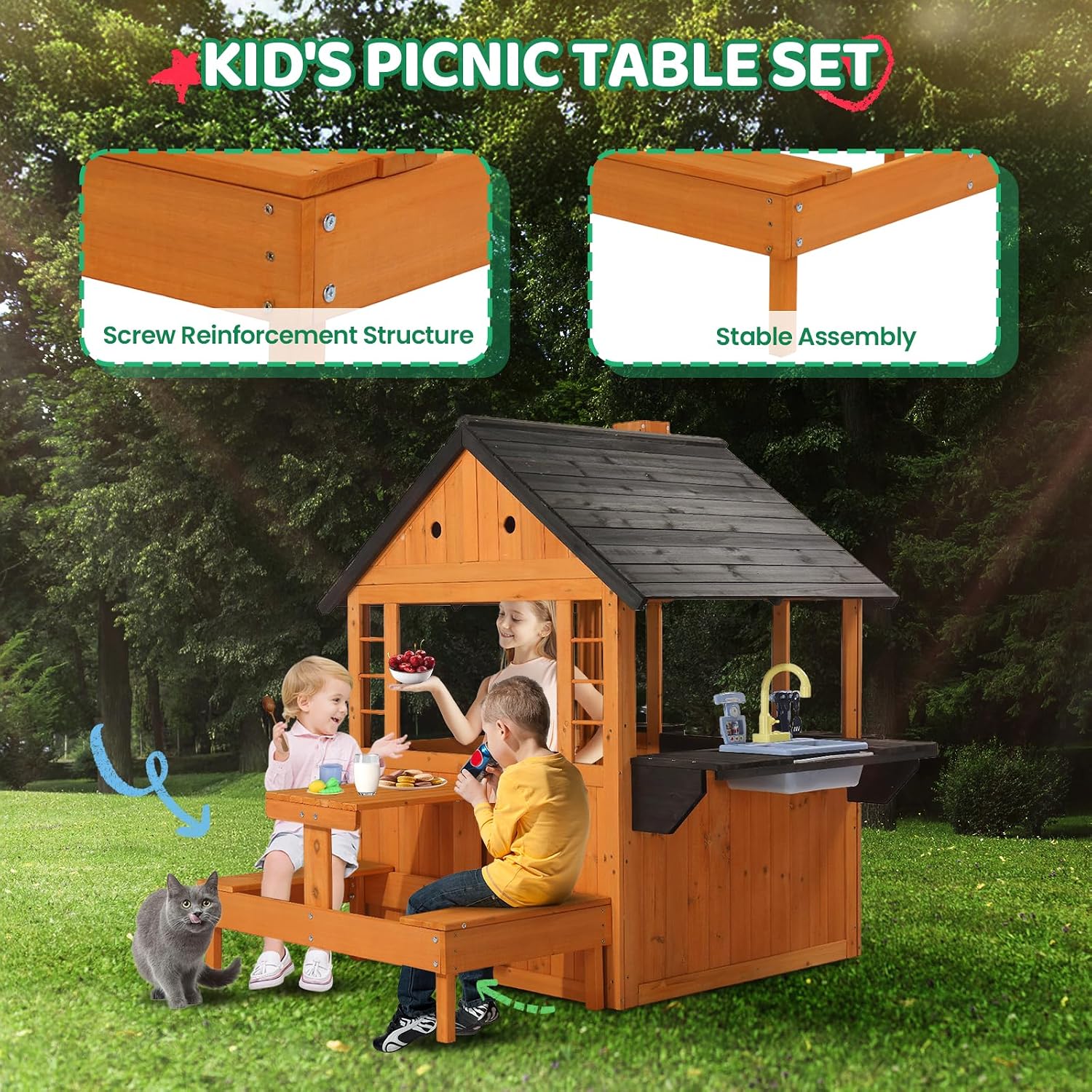 Drewniany domek dla dzieci do  – Kids Outdoor Sink recenzja i cena