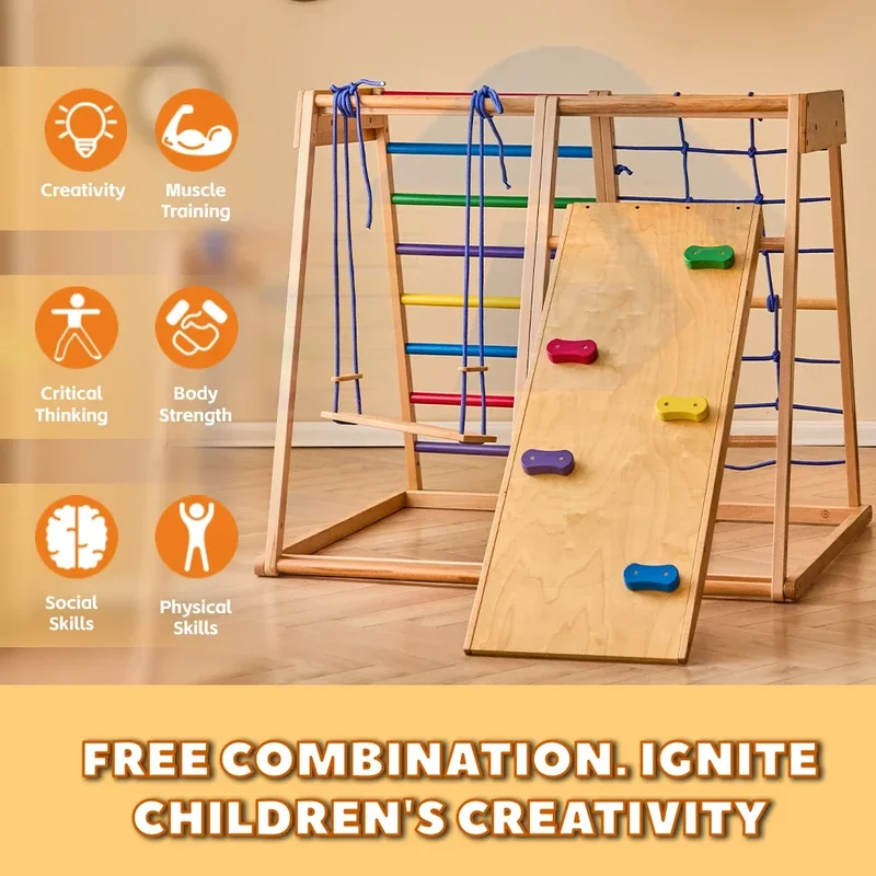 Drewniany zestaw do wspinaczki – Kids Outdoor Climbing Structure recenzja i cena