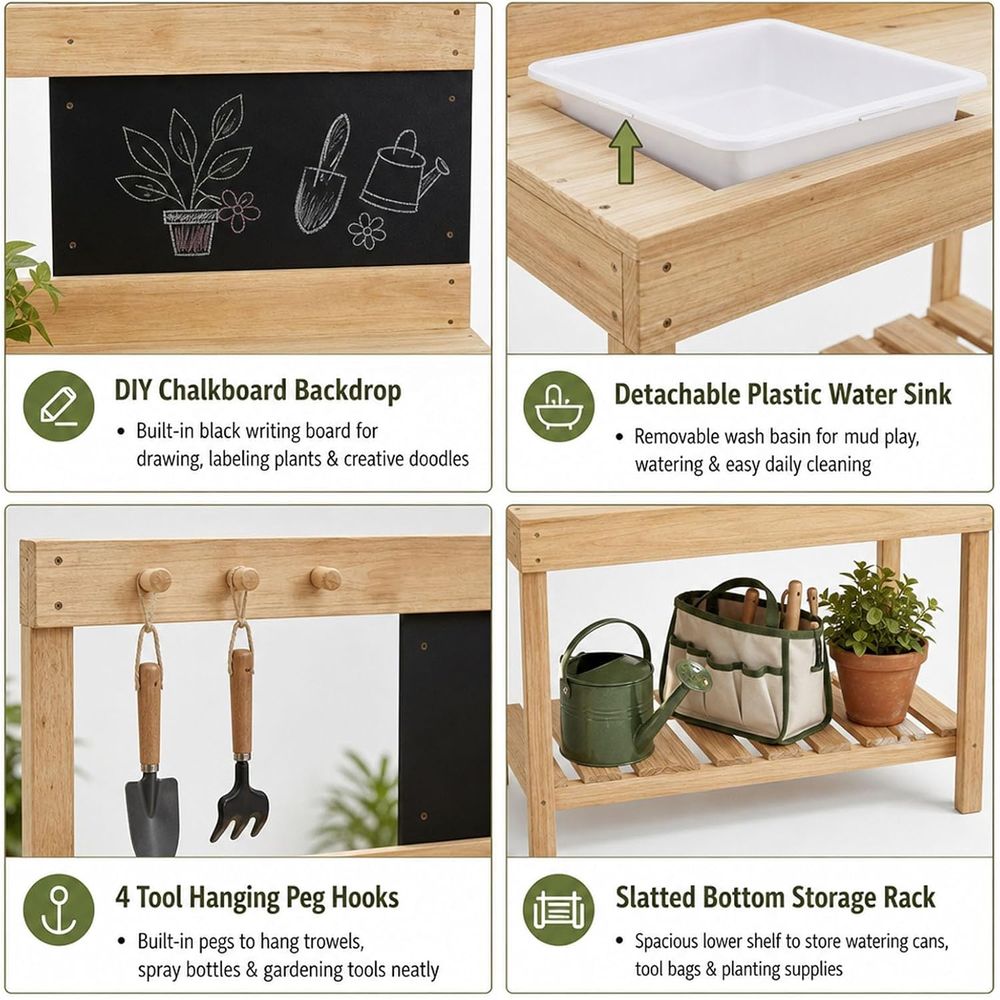 Drewniany stołek do przysiewan – Kids Outdoor Sink recenzja i cena